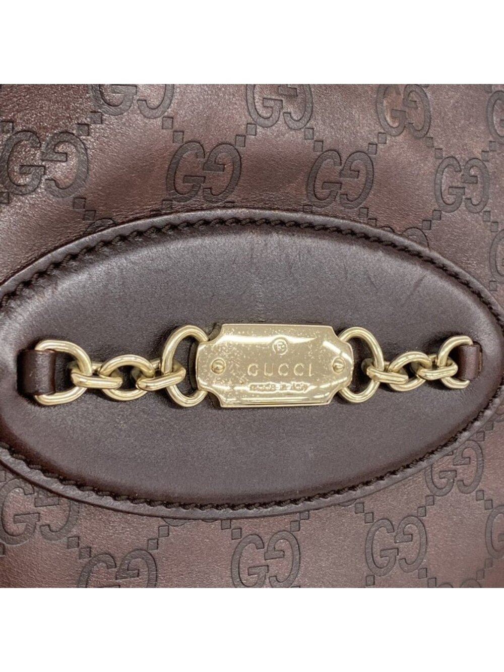Gucci Shoulder Bag Guccissima Leather Dark Brown Chien Pants Gold - Picture 10 of 10